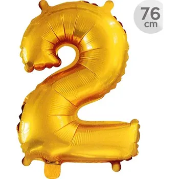 Balón narozeninový 76 cm - číslo 2, zlatý