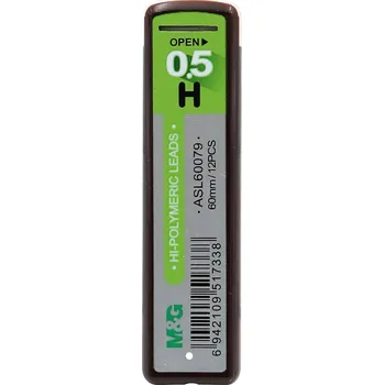 Náplň do psacích potřeb Grafitové inkousty M&G Terra H/0,5 mm /12 ks