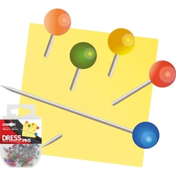 Špendlíky aranžerské/barevné JUNIOR, 38 mm/100 ks, pp box