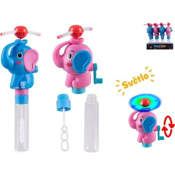 Hračka na písek Mikro Trading Bublifuk 23,5 cm se slonem na baterie s vrtulkou a světlem