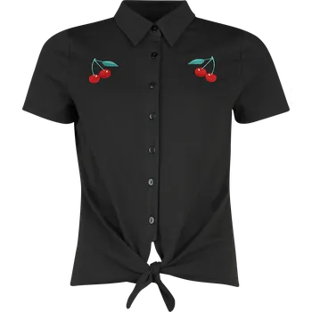 Dámská halenka Halenka Rockabilly z Pussy Deluxe - Classic Black Short Blouse - Ženy - černá