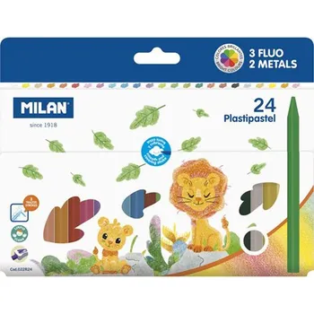 Pastelka Pastelky MILAN kulaté plastické 19 ks + 3 ks FLUO + 2 ks metalické