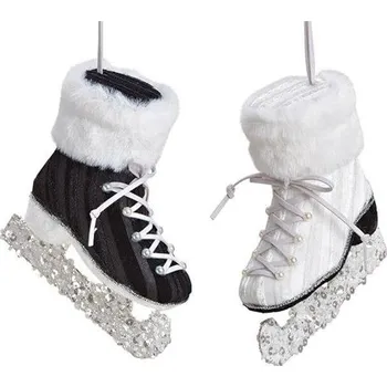 Vánoční dekorace Dekorace závěsná - Brusle 12 cm se třpytkami (2 barvy)