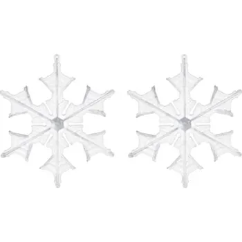 Vánoční dekorace Vánoční ozdoby - PP čiré - vločky 14 cm, sada 2ks