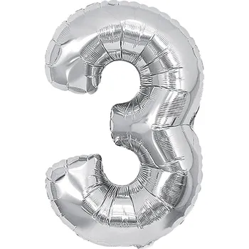 Balónek Narozeninový balónek, stříbrný 40" (100 cm) číslo 3