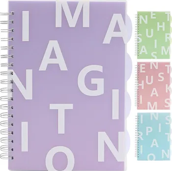 Spirálový zápisník, linkovaný, B5 /105 listů, obal z PVC (mix 4 barev)