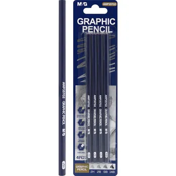 Tužky grafitové M&G, sada 4 ks (2H+2B+6B+14B)