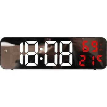 Hodiny Velké digitální nástěnné hodiny s LED displejem a USB | Digitální hodiny, LED hodiny - Červená TEMP