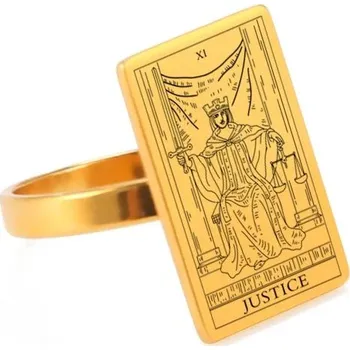Prsten Ocelový prsten tarot | dámský šperk - SPRAVEDLNOST , 9