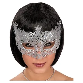 Karnevalová maska Carnival Toys&nbsp;Škraboška stříbrná glitrová