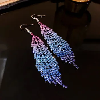 Náušnice Duhové visací náušnice třpytivé | dámské náušnice, svatební náušnice - HE16063-6