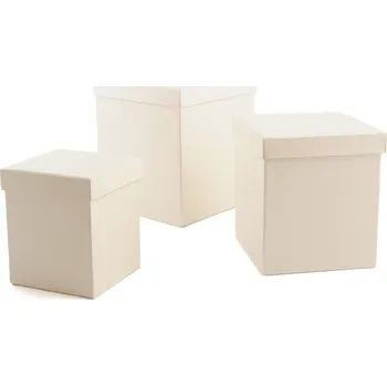 Party dekorace Flower box kostka - komplet 3 ks Krémová