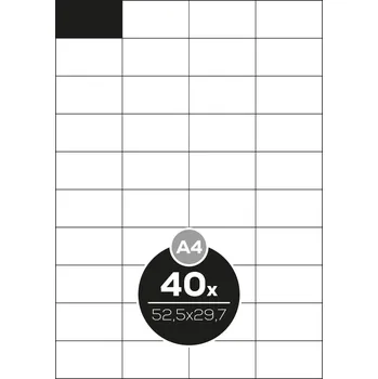 Speciální papír Etikety Top Stick A4/100 ks, 52,5x29,7 mm - 40 etiket, bílé