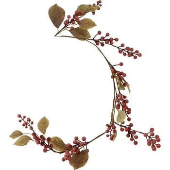 umělá květina Aleluja s červenými bobulemi a listy 100 cm