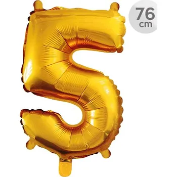 Balónek Balón narozeninový 76 cm - číslo 5, zlatý