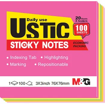 Blok lepící M&G 100 listů, 5 barev YS-479