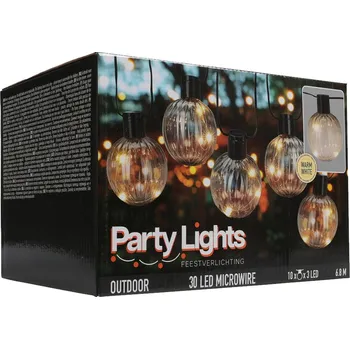 Vánoční dekorace Párty osvětlení - řetěz 10 LED svítidel, teplá bílá, délka 6,8 m