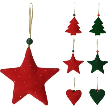 Vánoční dekorace Vánoční hvězda, stromeček, srdce 130 mm, červená, zelená (6 variant) cena je za 1 ks