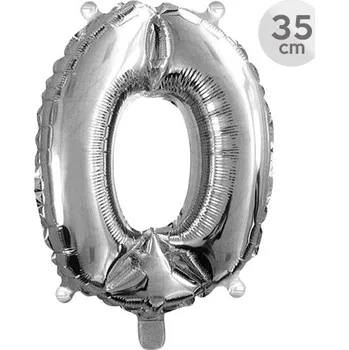 Balónek Balón narozeninový 35 cm - číslo 0, stříbrný