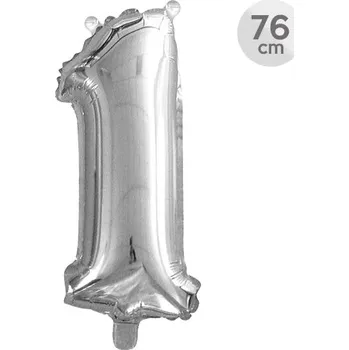 Balón narozeninový 76 cm - číslo 1, stříbrný