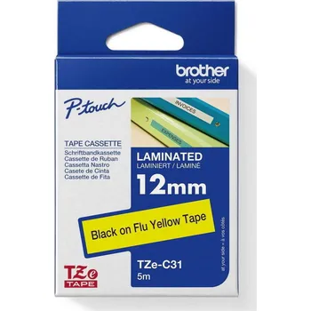 Pásek do tiskárny Páska BROTHER TZe-C31, signální žlutá/černá (12mm, lam.)