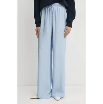 Dámské kalhoty Kalhoty BOSS dámské, modrá barva, široké, high waist, 50530552 50X, vel. 38