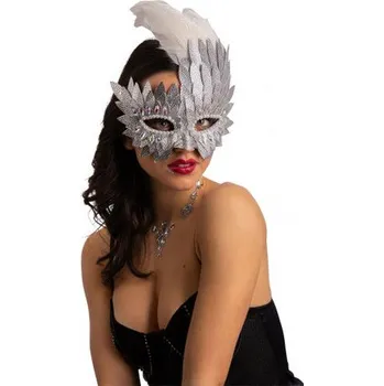 Karnevalový kostým Carnival Toys&nbsp;Luxusní stříbrná škraboška z ekokůže