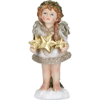 Vánoční dekorace Dekorace - figurka Anděla s hvězdičkami 22 cm s LED světlem