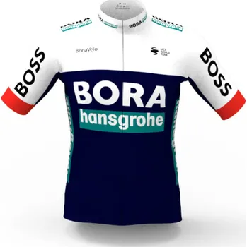 Cyklistické oblečení BONAVELO Cyklistický dres s krátkým rukávem - BORA 2025 - modrá/vícebarevná 3XL