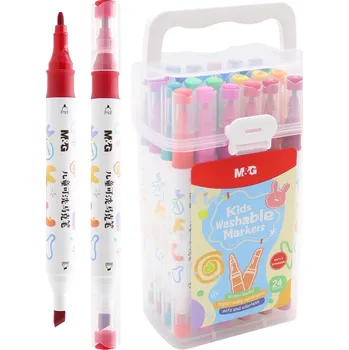 Oboustranný popisovač M&G pro děti, snadno omyvatelný - sada 24 barev