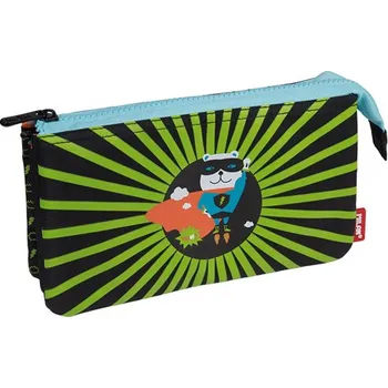 Penál Pouzdro na tužky MILAN Super Heroes - 5 kapesní, zelené