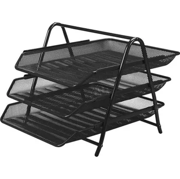 Archivační box Junior - Drátěný stojan s 3 listovými zásuvkami - černý