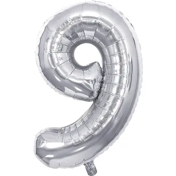 Balónek Narozeninový balónek, stříbrný 40" (100 cm) číslo 9