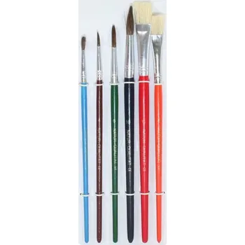 Umělecký štětec Štětec sada 6 ks, kul. + ploché (2,4,6,10; 8,12) / color