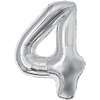 Narozeninový balónek, stříbrný 40" (100 cm) číslo 4
