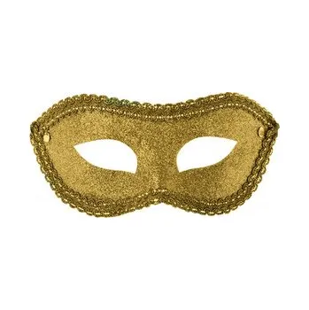 Karnevalová maska Carnival Toys&nbsp;Zlatá plastová škraboška s glitrem