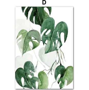Obraz Zelený akvarelový obraz rostlin | Dekorace na zeď, Skandinávský obraz - D , 21 x 30 cm bez rámu
