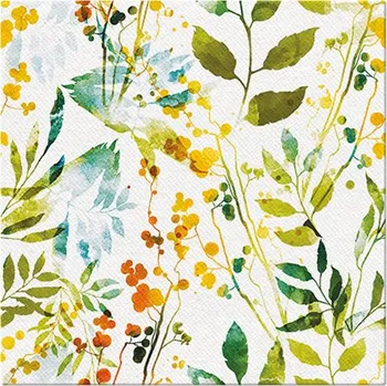 Papírový ubrousek Ubrousky PAW AIRLAID 40x40 cm Watercolor leaves