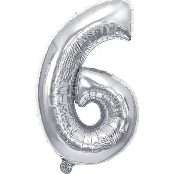 Balónek Narozeninový balónek, stříbrný 40" (100 cm) číslo 6
