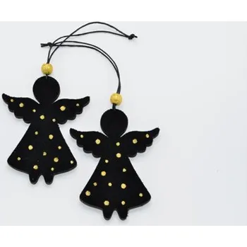 Vánoční dekorace Dekorace závěsná - Anděl černý se zlatými třpytkami