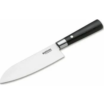 Böker Manufaktur Solingen 130417DAM Damast Black Santoku kuchyňský nůž 17,2cm, černá, damašek