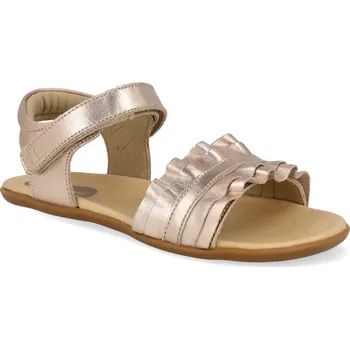 Dívčí sandály Barefoot dětské sandály Tip Toey Joey - Ruffle Coral Metalic Salmon růžové Velikost: 27