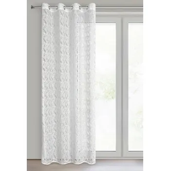 Dekorační vzorovaná záclona s kroužky VIVIEN bílá 140x250 cm (cena za 1 kus) MyBestHome