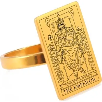Prsten Ocelový prsten s tarotem | magický amulet - CÍSAŘ , 7