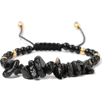 Náramek Pletený náramek | Dámský doplněk - č.5 Černý obsidián