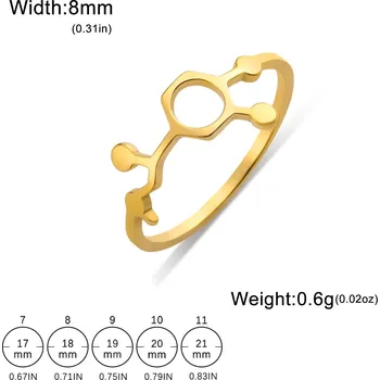 Prsten Nerezový prsten molekulární | vědecký šperk - Adrenalin Gold , 11