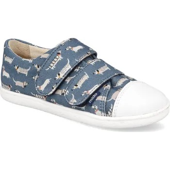 Mido shoes Barefoot dětské plátěnky Mido - Doggy blue modré Velikost: 22