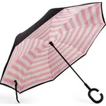 Obrácený deštník dvouvrstvý - 1 ks - 8 růžová proužky