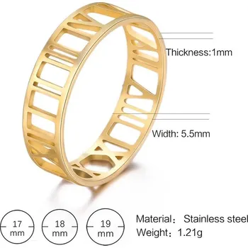 Prsten Ocelový prsten s římskými číslicemi | šperky - Zlatá barva , 11