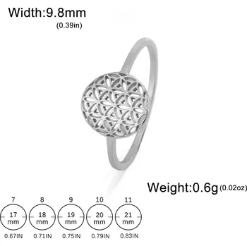 Prsten Ocelový prsten květ života | Dámský šperk - B - Barva oceli , 11